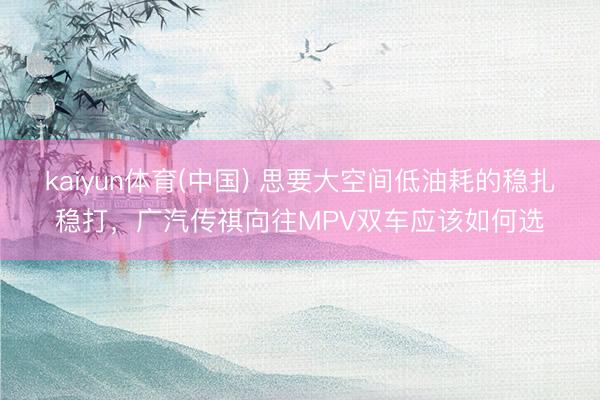 kaiyun体育(中国) 思要大空间低油耗的稳扎稳打，广汽传祺向往MPV双车应该如何选
